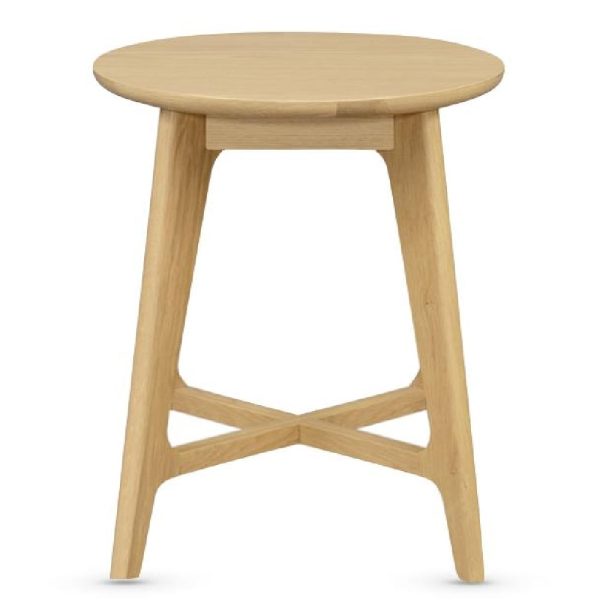 Cairo Wooden Round Lamp Table In Oak | Bed Sava