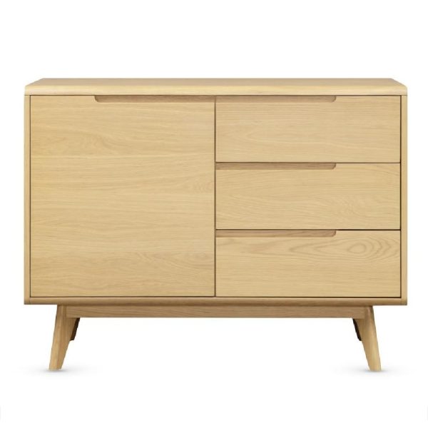 Cairo Wooden Sideboard With 1 Door 3 Drawers In Oak | Bed Sava