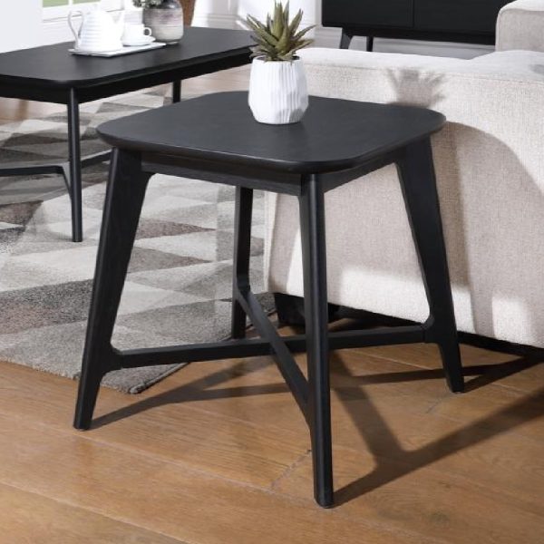 Cairo Wooden Square Lamp Table In Black | Bed Sava