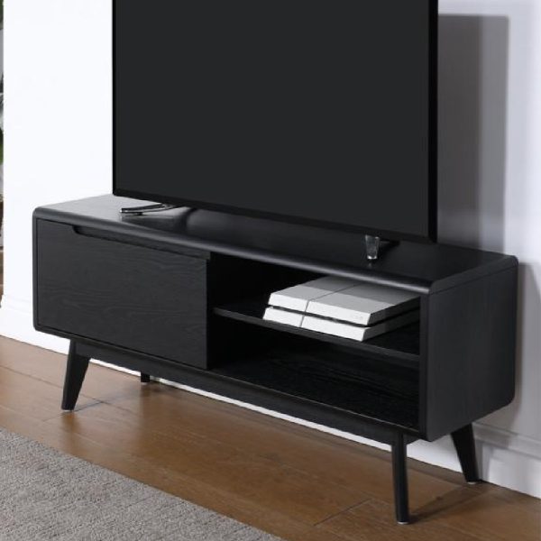 Cairo Wooden TV Stand With 1 Door In Black | Bed Sava