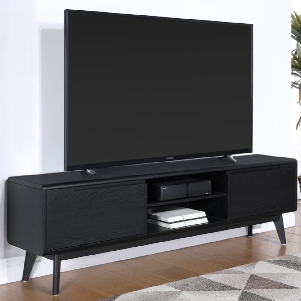 Cairo Wooden TV Stand With 2 Doors In Black
