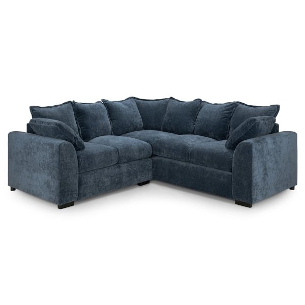 Calais Velvet Corner Sofa In Blue | Bed Sava