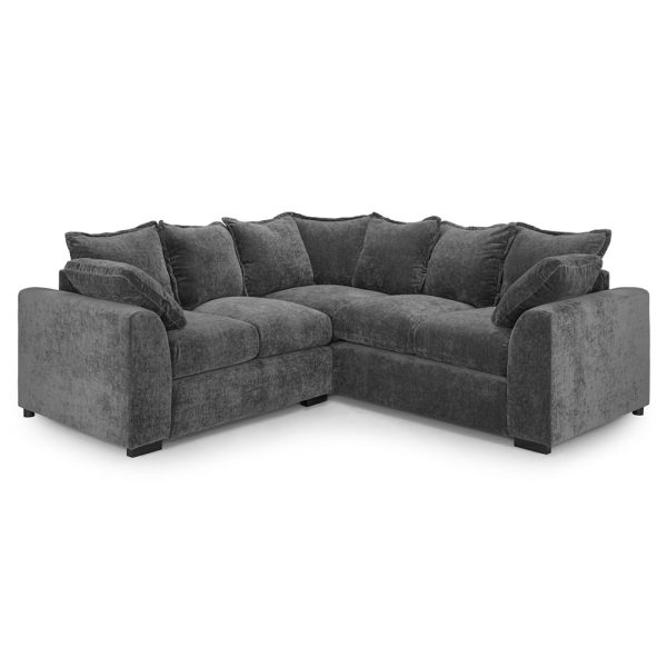 Calais Velvet Corner Sofa In Grey | Bed Sava