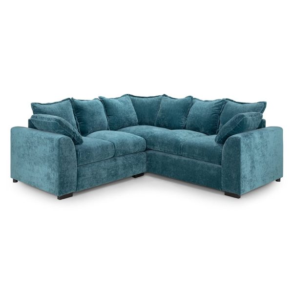 Calais Velvet Corner Sofa In Teal | Bed Sava