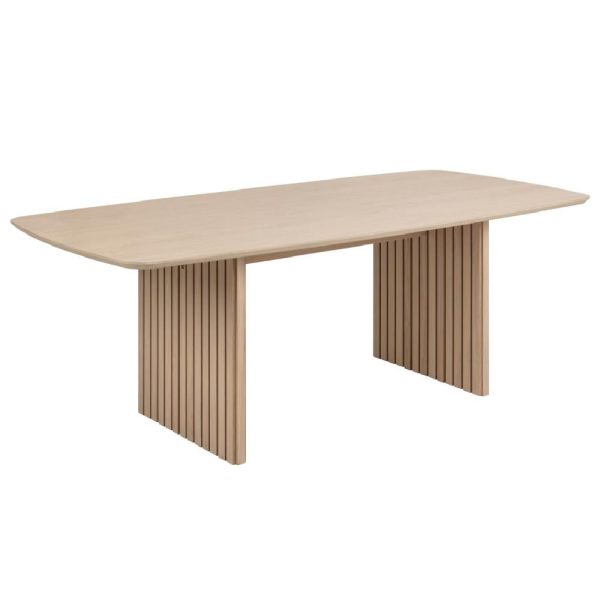 Calais Wooden Rectangular Dining Table In White Oak | Bed Sava