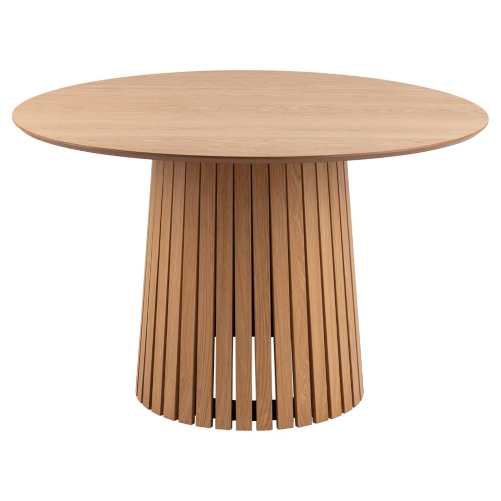 Calais Wooden Round Dining Table In Matt Oak