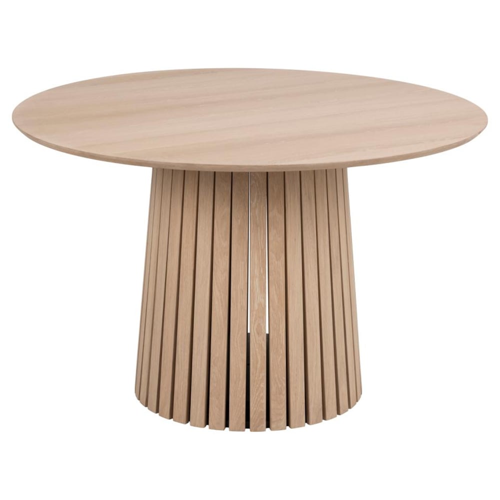 Calais Wooden Round Dining Table In White Oak