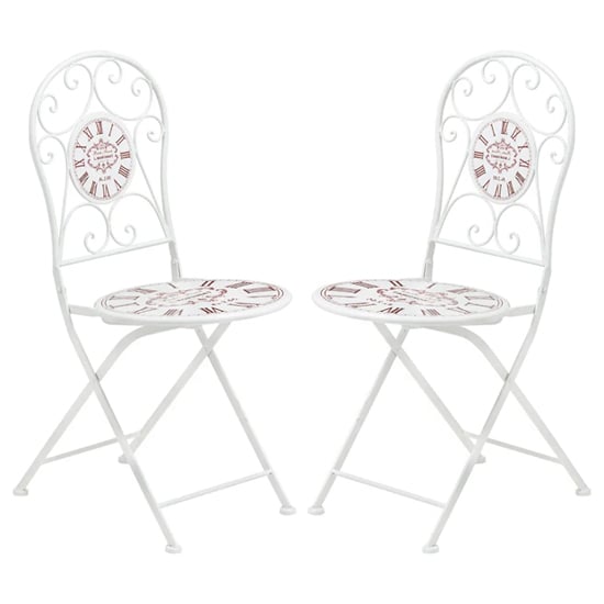 Calderon Outdoor Cream Metal Seating Chairs In Pair