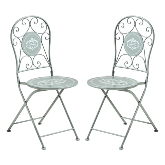 Calderon Outdoor Grey Metal Seating Chairs In Pair