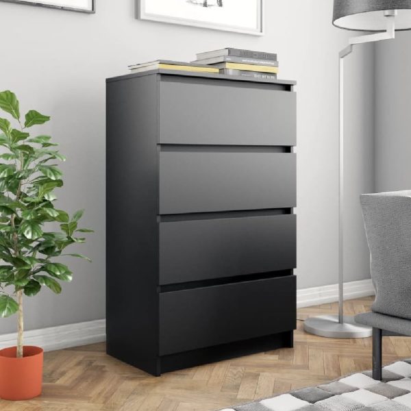 Calgary Wooden Chest Of 4 Drawers In Black | Bed Sava