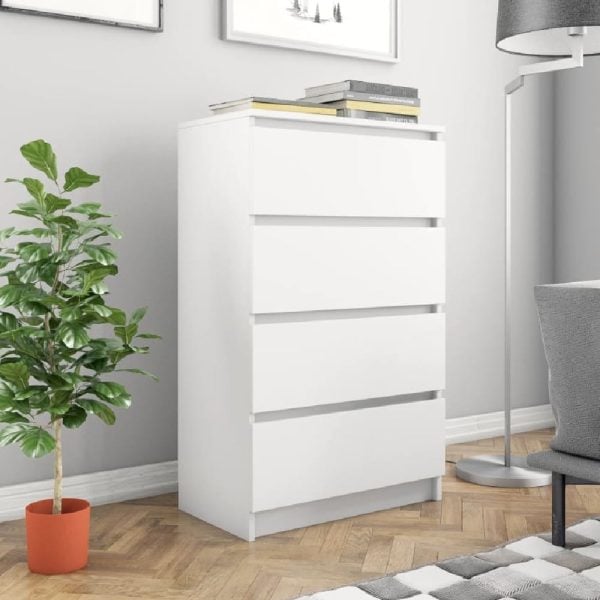 Calgary Wooden Chest Of 4 Drawers In White | Bed Sava