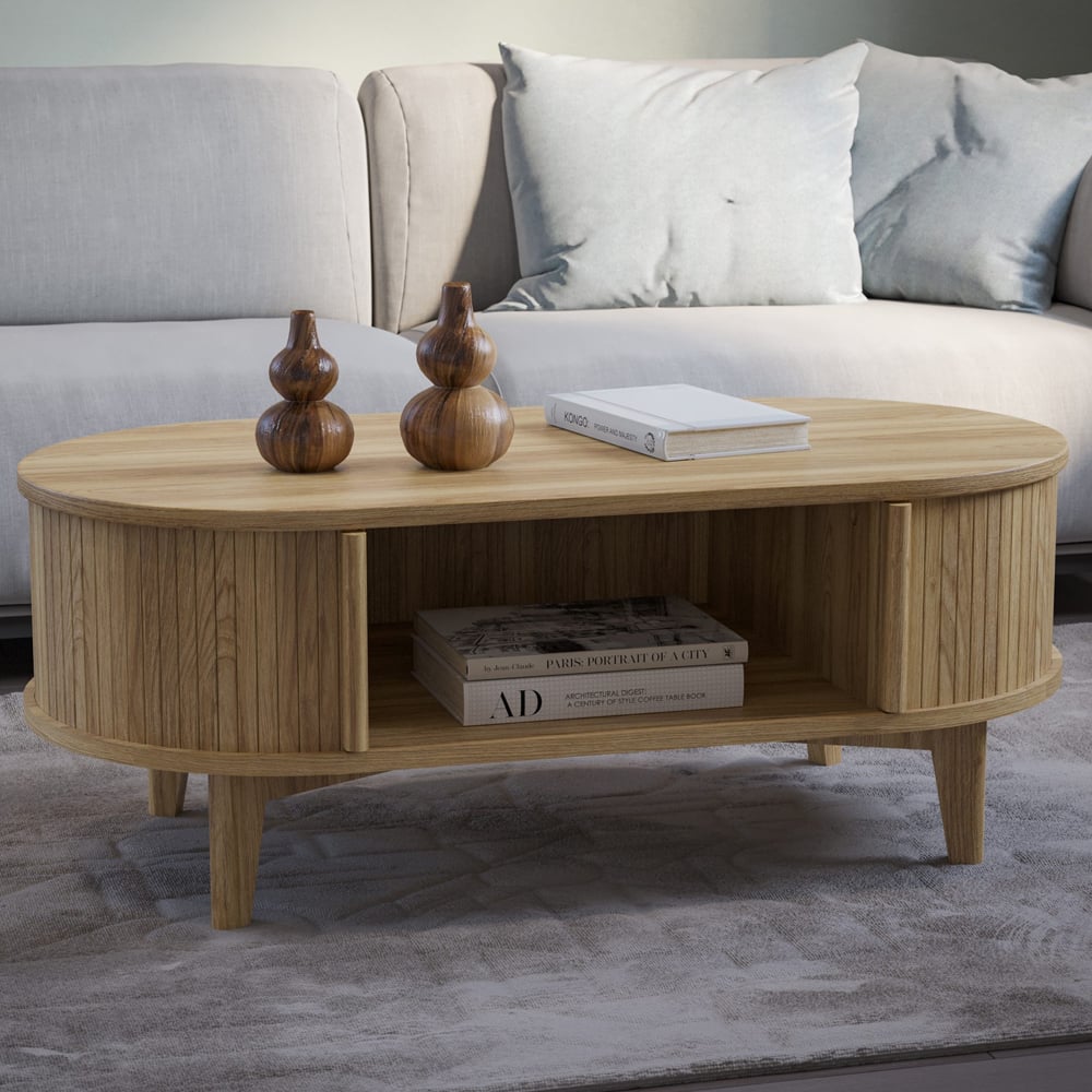 Calgary Wooden Rectangular Coffee Table In Natural