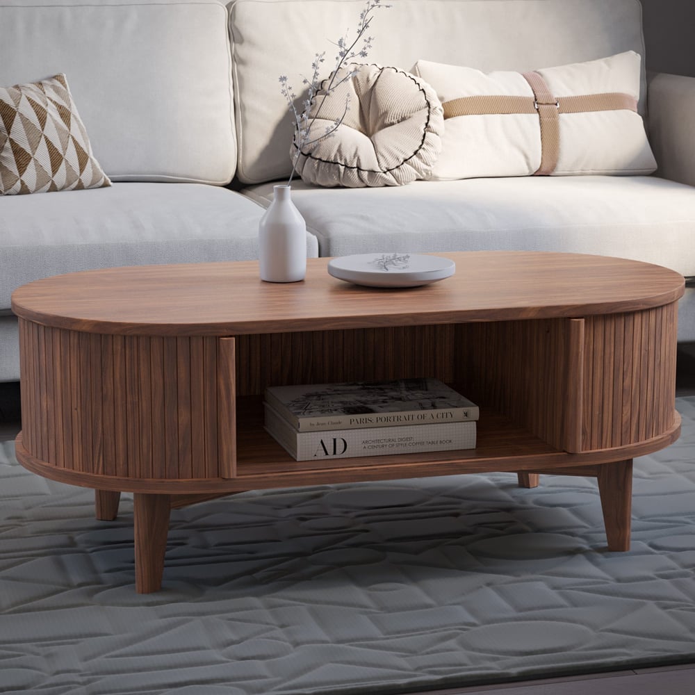 Calgary Wooden Rectangular Coffee Table In Walnut