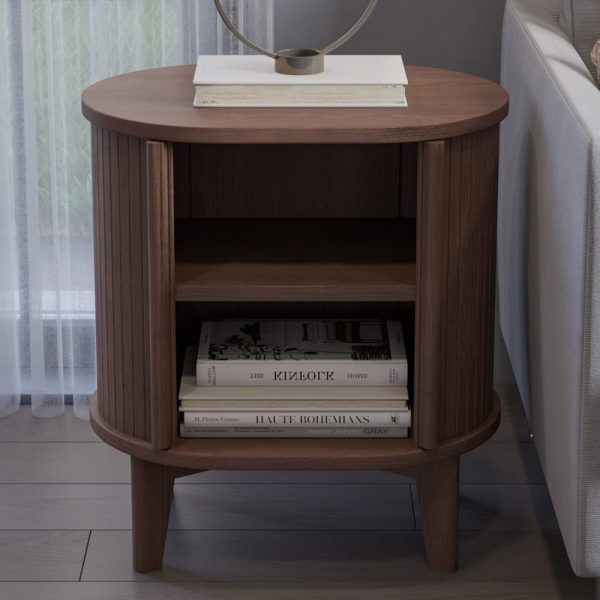 Calgary Wooden Side Table In Walnut | Bed Sava