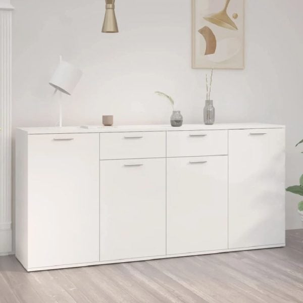 Calhoun High Gloss Sideboard With 4 Doors 2 Drawers In White | Bed Sava