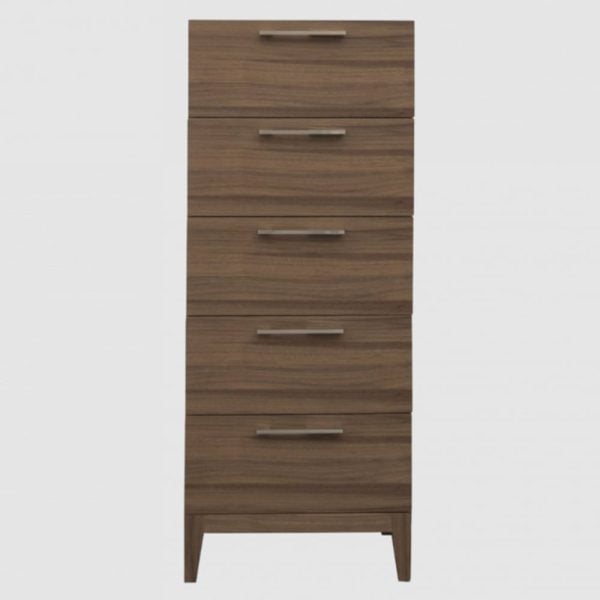 Calhoun Narrow Wooden Chest Of 5 Drawers In Walnut | Bed Sava