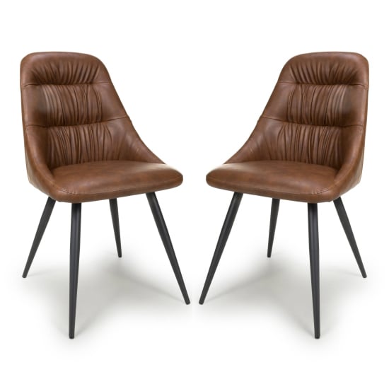 Calhoun Tan Faux Leather Dining Chairs In Pair
