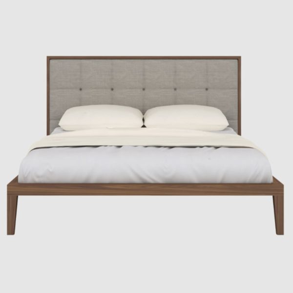 Calhoun Wooden Double Bed With Fabric Headboard In Walnut | Bed Sava