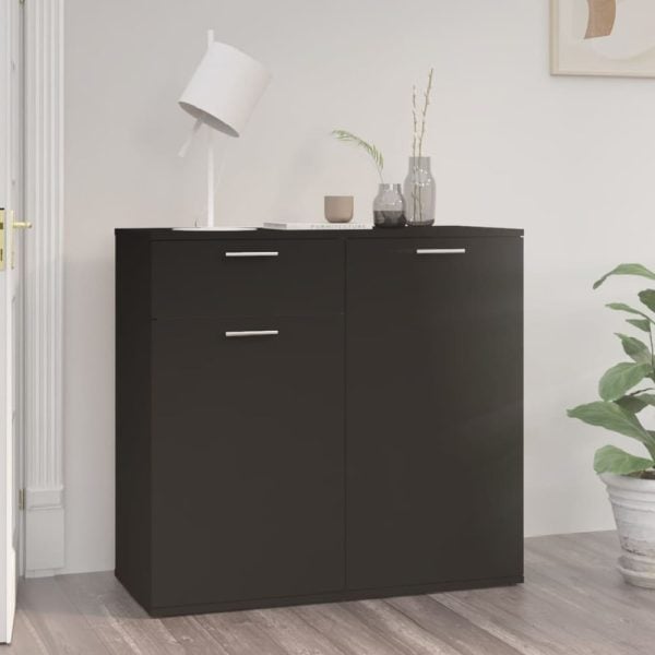 Calhoun Wooden Sideboard With 2 Doors 1 Drawer In Black | Bed Sava