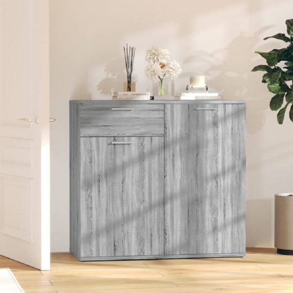 Calhoun Wooden Sideboard With 2 Doors 1 Drawer In Grey Sonoma | Bed Sava