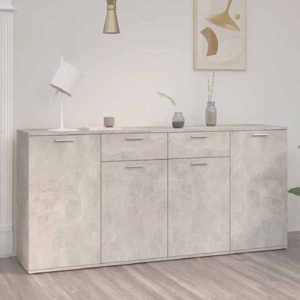 Calhoun Wooden Sideboard With 4 Doors 2 Drawers In Concrete Grey | Bed Sava