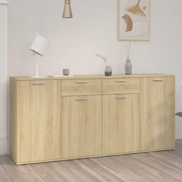 Calhoun Wooden Sideboard With 4 Doors 2 Drawers In Sonoma Oak | Bed Sava