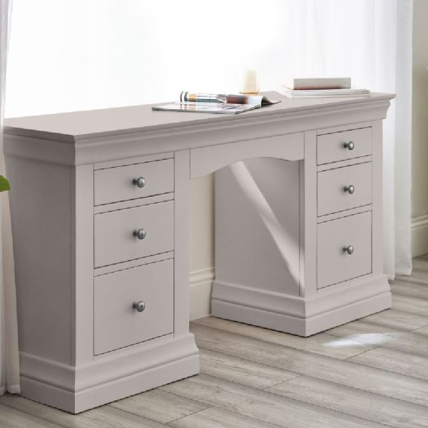 Calida Wooden Dressing Table With 6 Drawers In Grey | Bed Sava