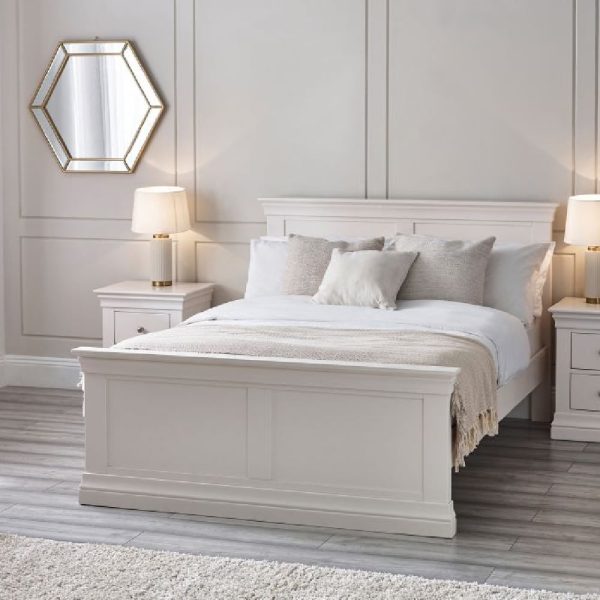 Calida Wooden King Size Bed In White | Bed Sava