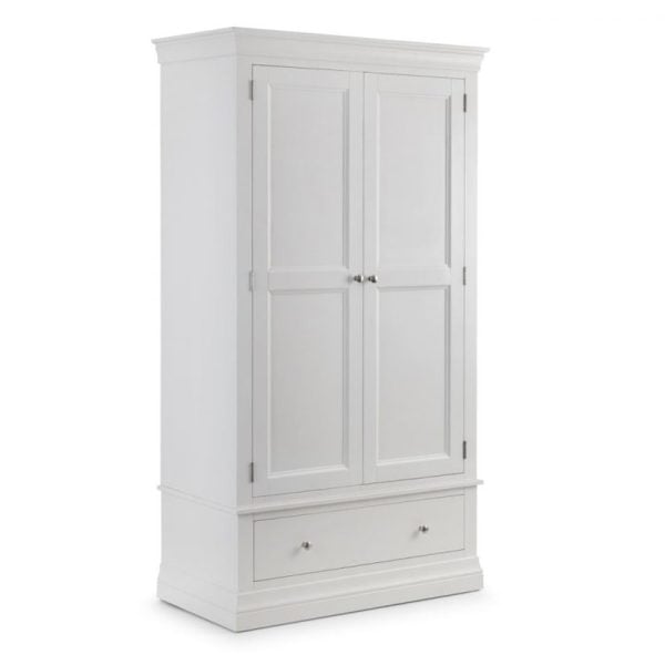Calida Wooden Wardrobe With 2 Doors 1 Drawer In Lacquer White | Bed Sava