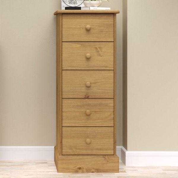 Calixto Wooden Chest Of 5 Drawers In Oak | Bed Sava