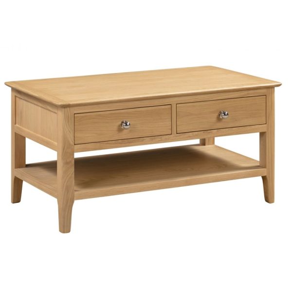Callia Wooden Coffee Table With 2 Drawers In Natural | Bed Sava
