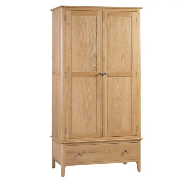 Callia Wooden Wardrobe With 2 Doors 1 Drawer In Natural | Bed Sava