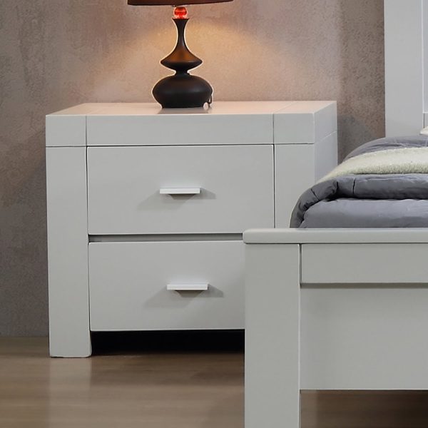 Calliope Wooden Bedside Cabinet With 2 Drawers In Grey | Bed Sava