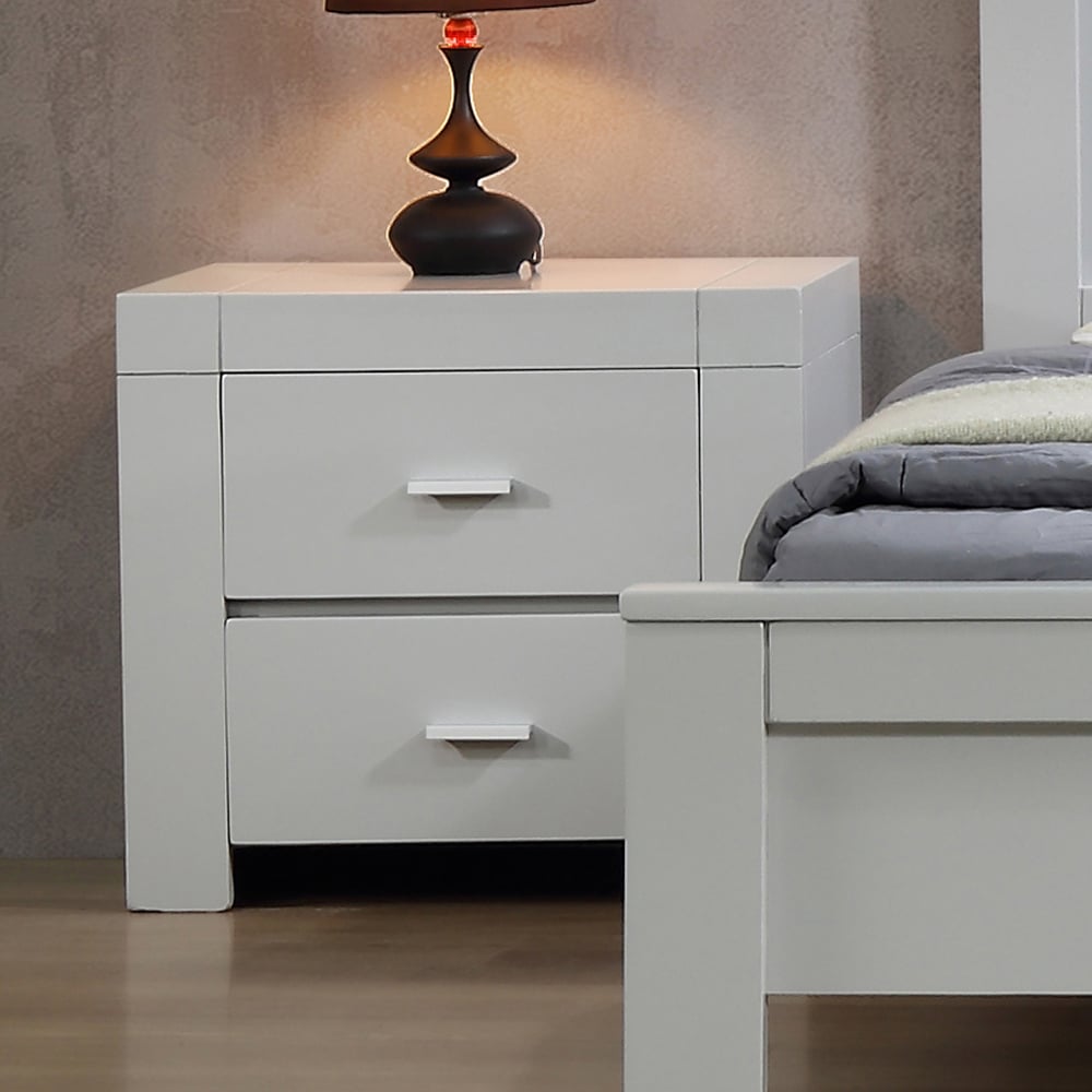Calliope Wooden Bedside Cabinet With 2 Drawers In Grey