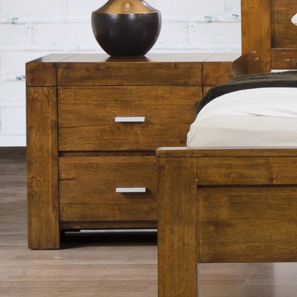 Calliope Wooden Bedside Cabinet With 2 Drawers In Rustic Oak | Bed Sava