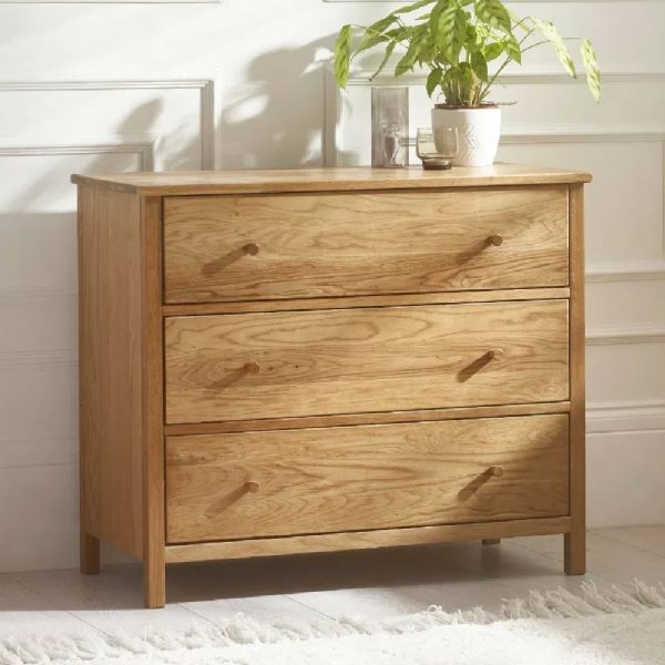 Calliope Wooden Chest Of 3 Drawers In Oak | Bed Sava