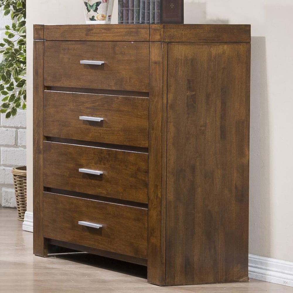 Calliope Wooden Chest Of 4 Drawers In Rustic Oak