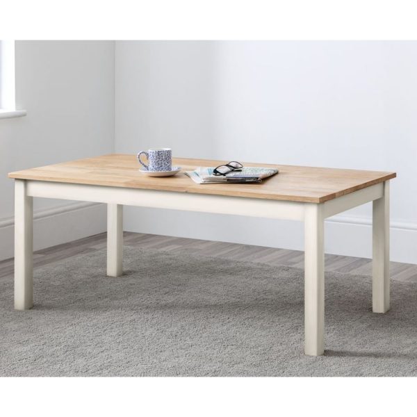 Calliope Wooden Coffee Table In Ivory And Oak | Bed Sava