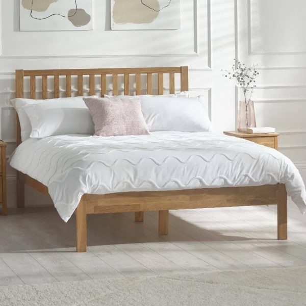Calliope Wooden Double Bed In Oak | Bed Sava