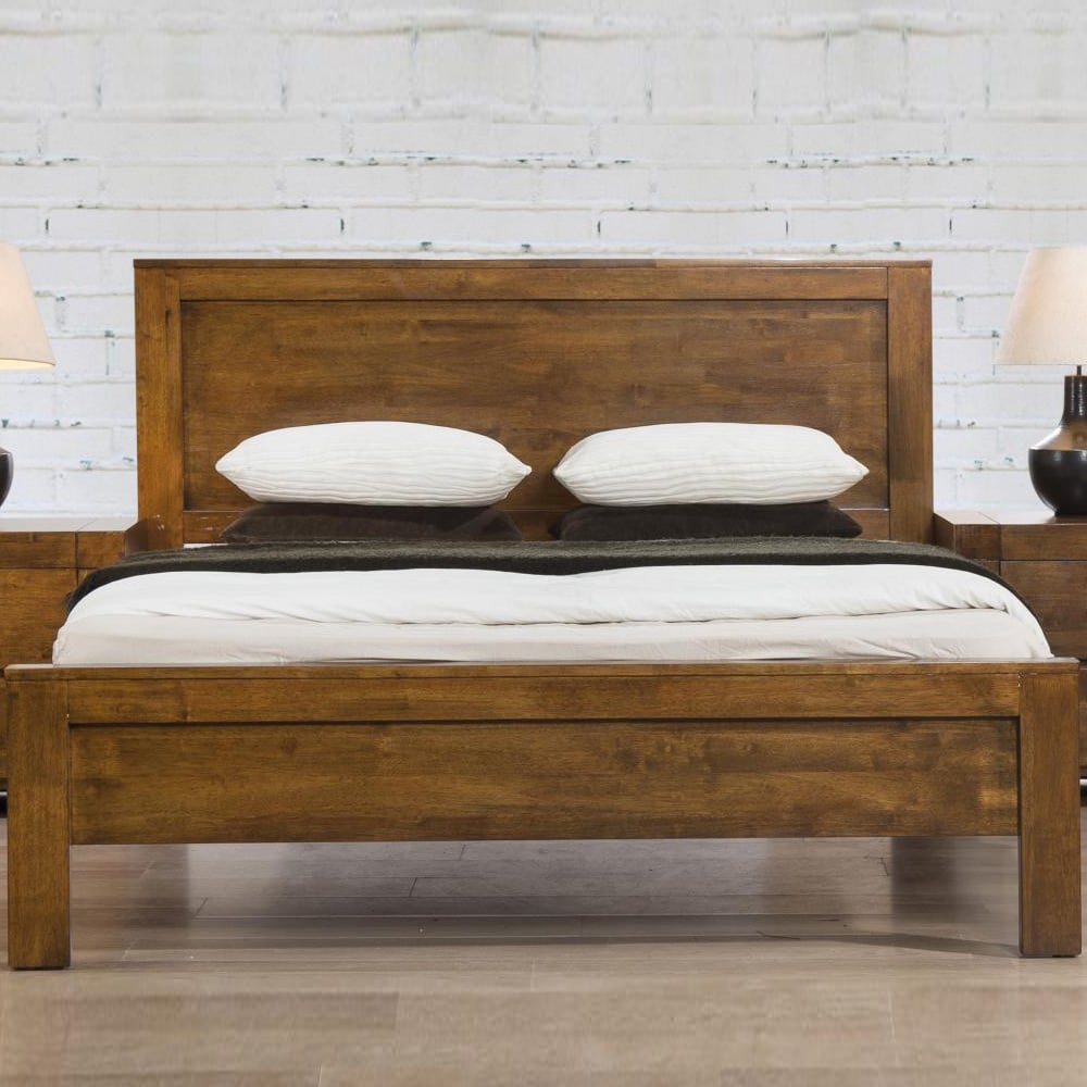 Calliope Wooden Double Bed In Rustic Oak