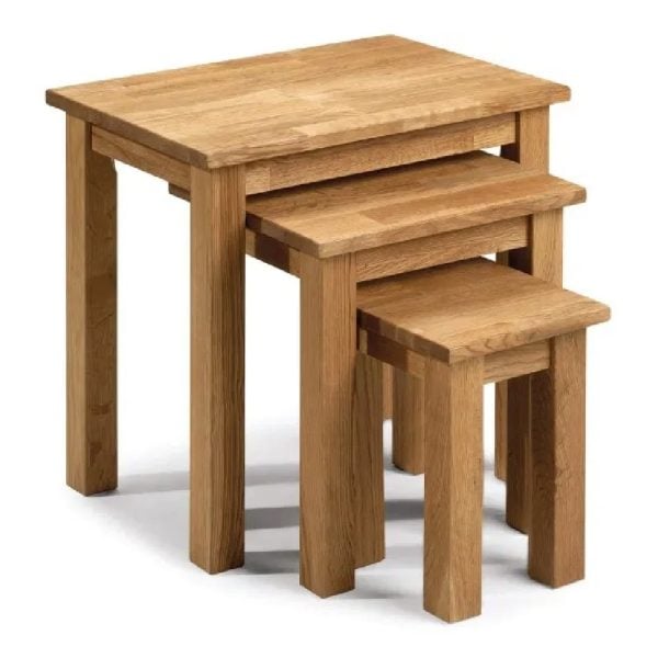 Calliope Wooden Nest of 3 Tables In Oak | Bed Sava