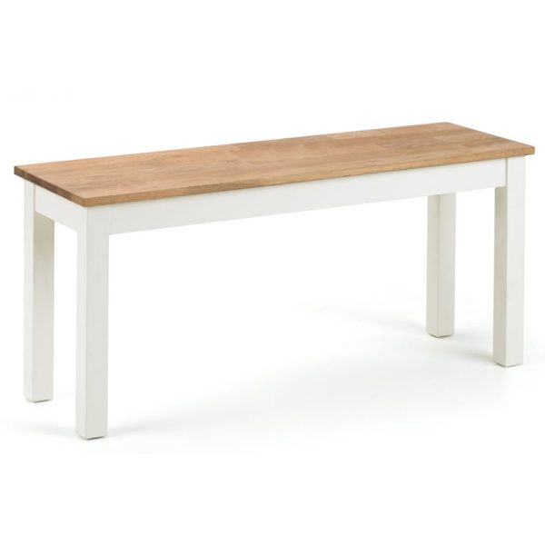 Calliope Wooden Dining Bench In Ivory And Oak | Bed Sava