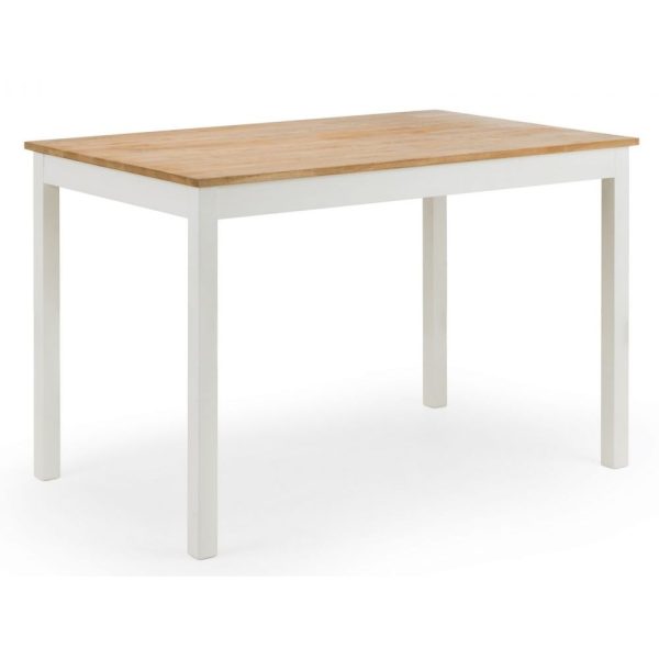 Calliope Wooden Rectangular Dining Table In Ivory And Oak | Bed Sava