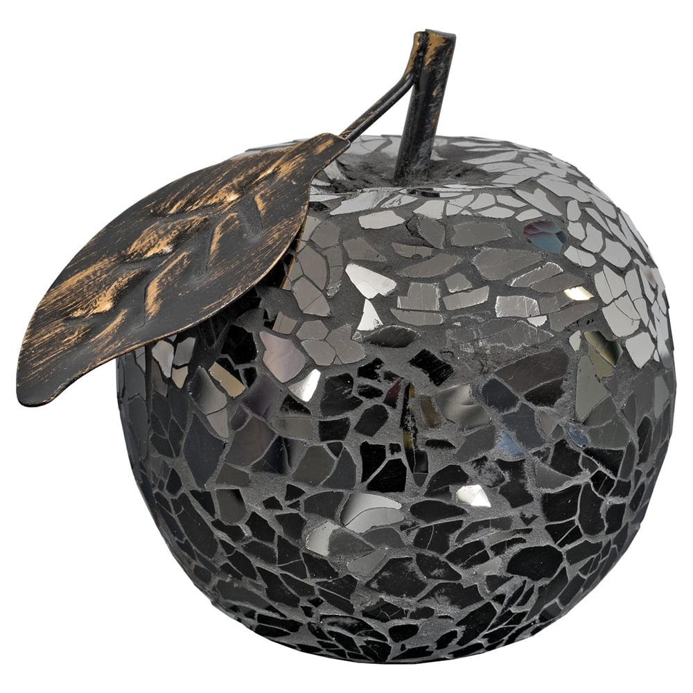 Clisson Decorative Mosaic Glass Apple Fruit With Leaf In Black | Bed Sava