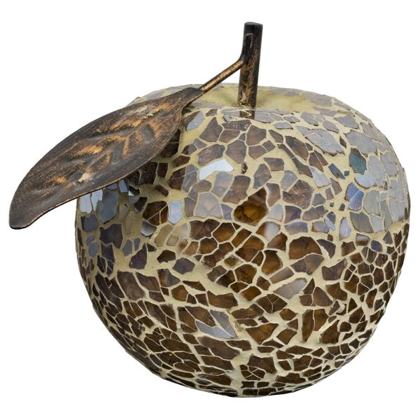 Clisson Decorative Mosaic Glass Apple Fruit With Leaf In Brown | Bed Sava