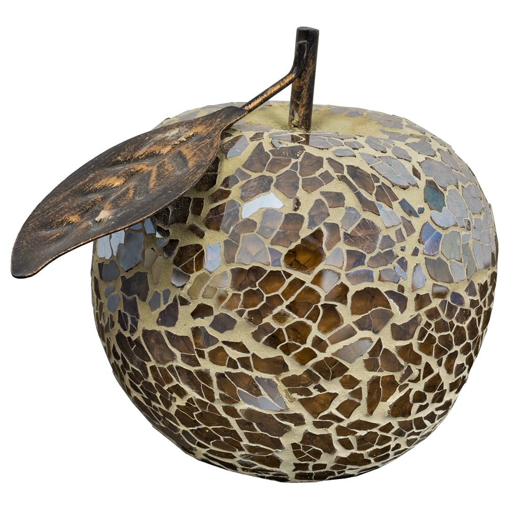 Clisson Decorative Mosaic Glass Apple Fruit With Leaf In Brown | Bed Sava
