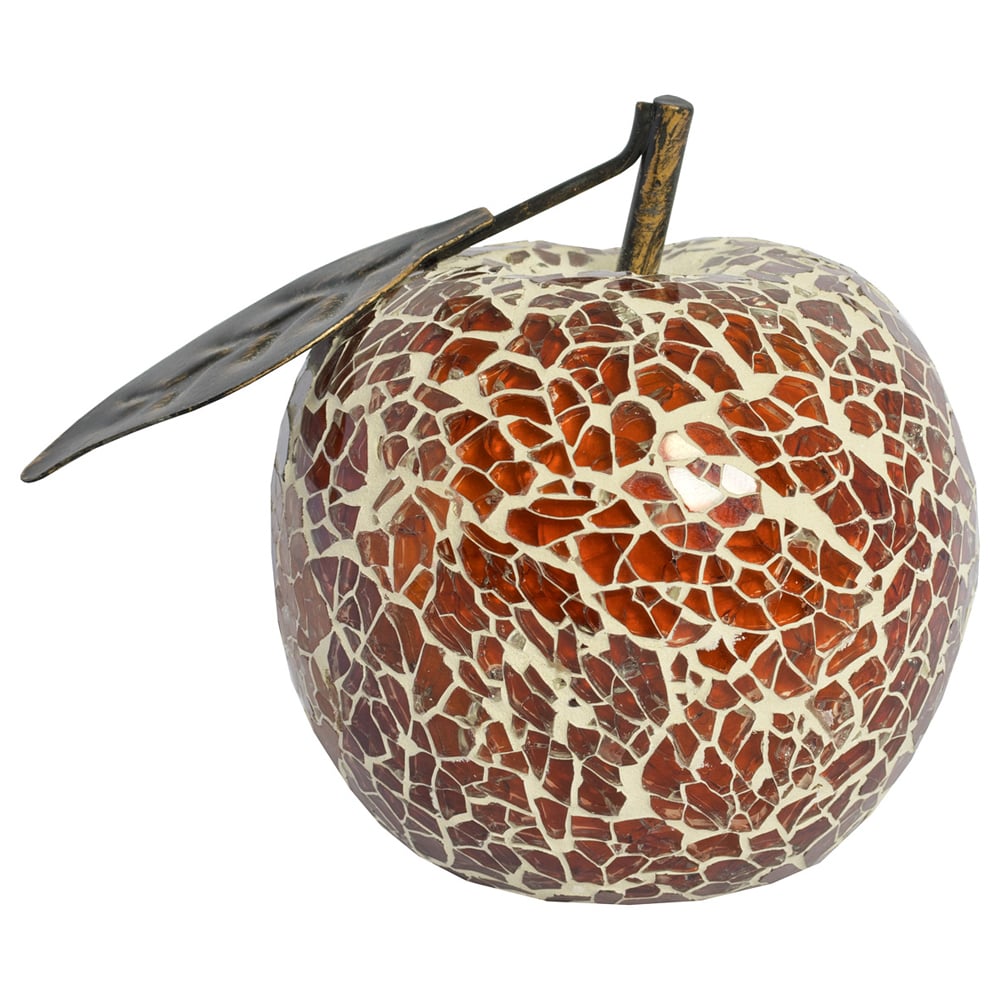 Clisson Decorative Mosaic Glass Apple Fruit With Leaf In Natural | Bed Sava