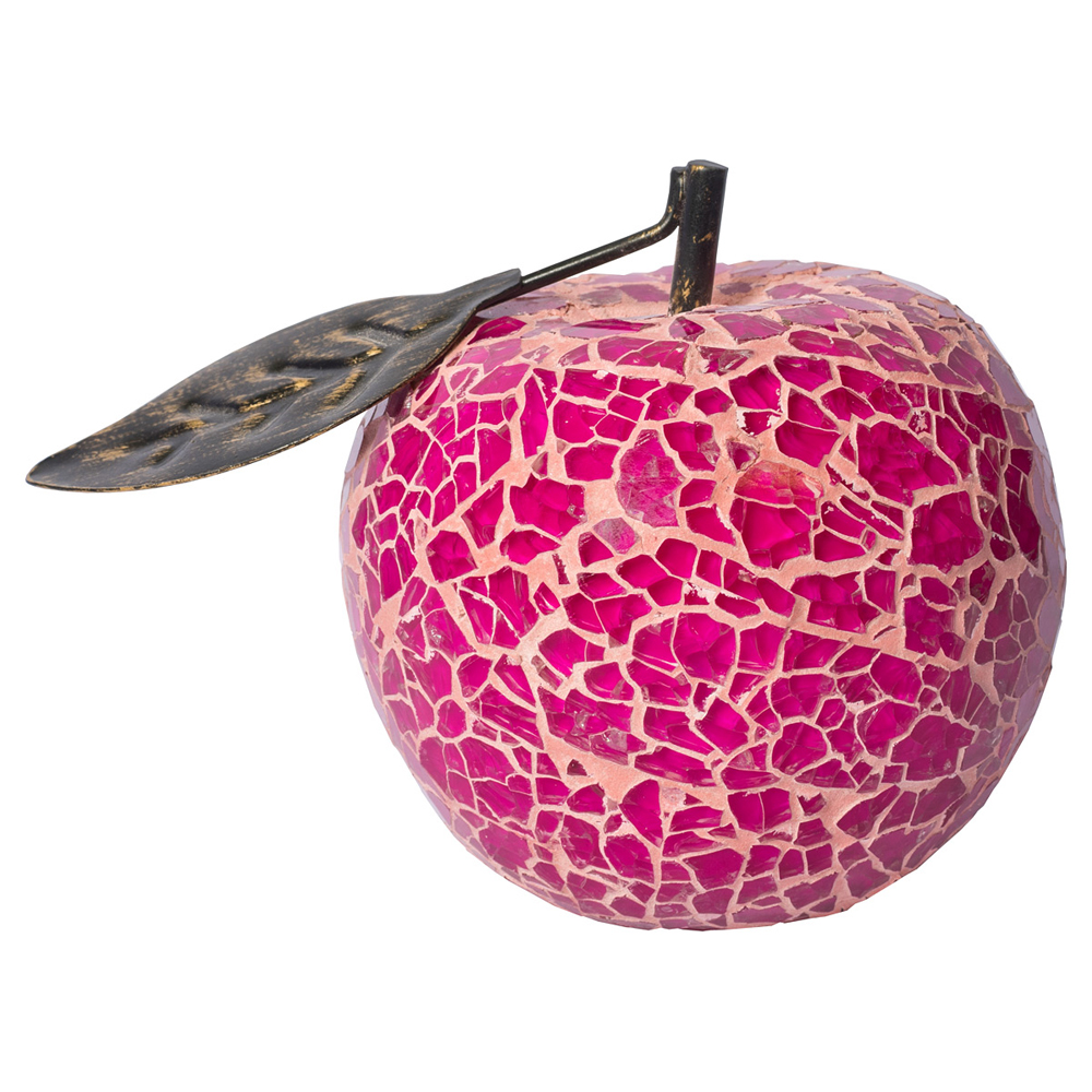 Clisson Decorative Mosaic Glass Apple Fruit With Leaf In Pink | Bed Sava
