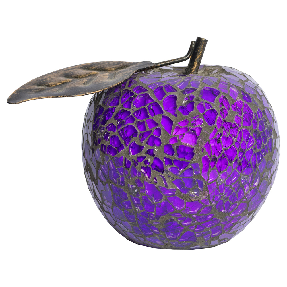 Clisson Decorative Mosaic Glass Apple Fruit With Leaf In Purple | Bed Sava