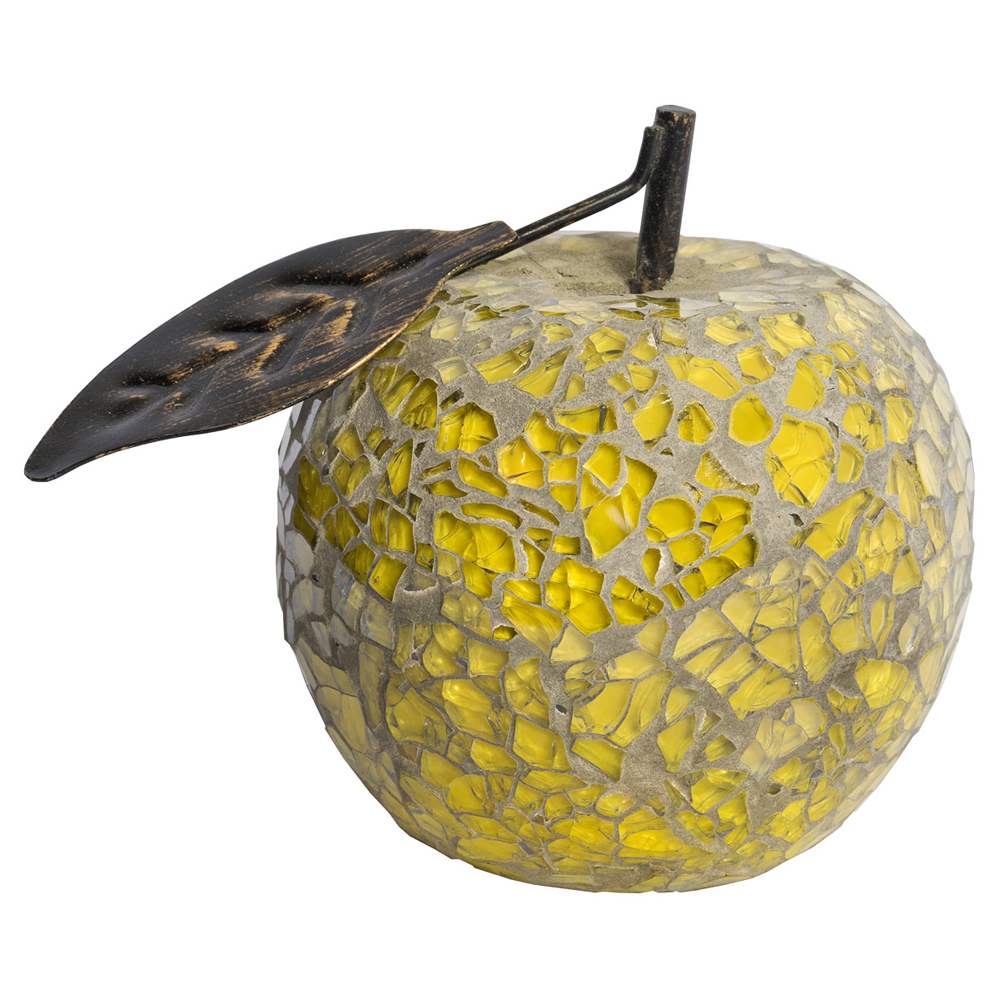 Clisson Decorative Mosaic Glass Apple Fruit With Leaf In Yellow | Bed Sava